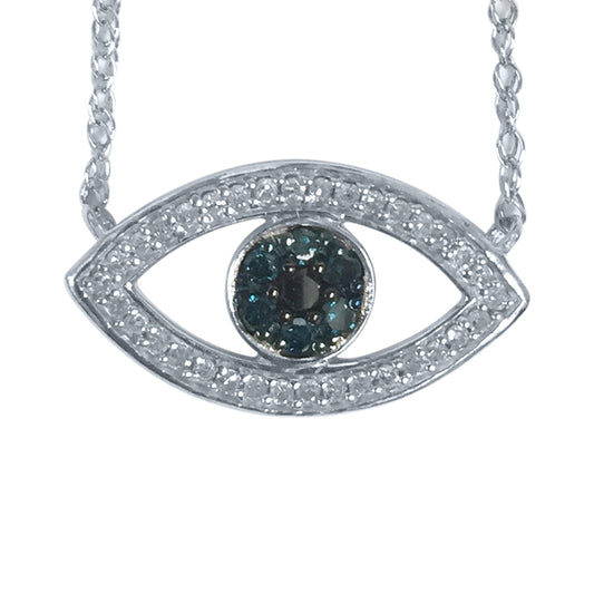 Sterling Silver 1/4 CTW Diamond Evil Eye Necklace