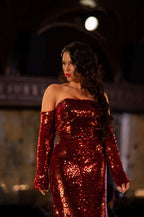 Off Shoulder Sequin Long Dress