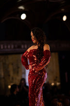 Off Shoulder Sequin Long Dress