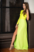 One-Shoulder Floor-Length Sequin &amp; Chiffon Lace Evening Dress