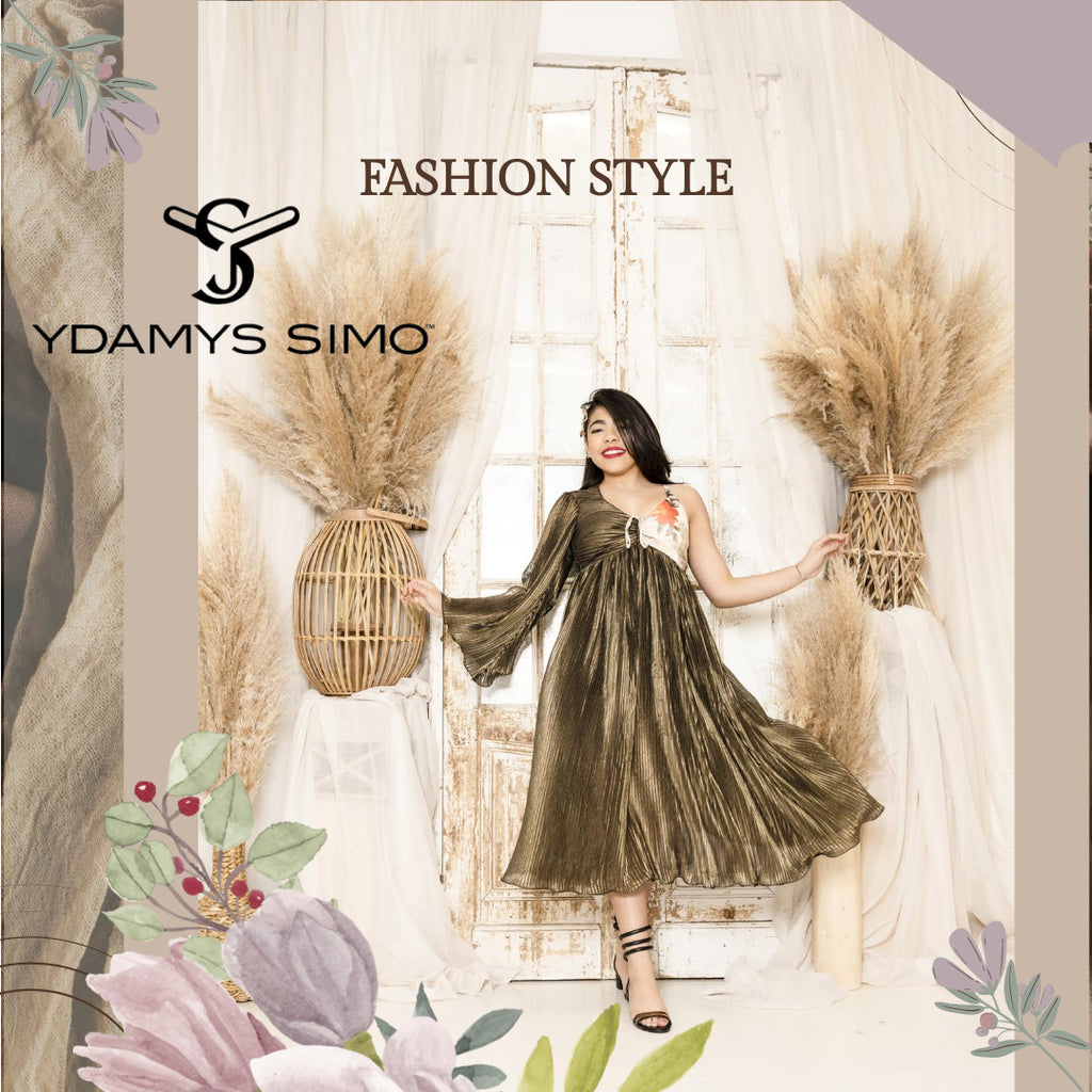 Long Sleeve One Shoulder Pleated Midi Dress