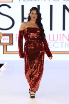 Off Shoulder Sequin Long Dress