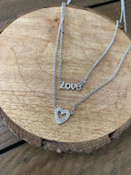 1/10 CTW Diamond Accent LOVE & HEART Necklace