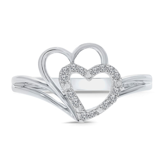 Sterling Silver 1/10 CTW Diamond Heart Ring