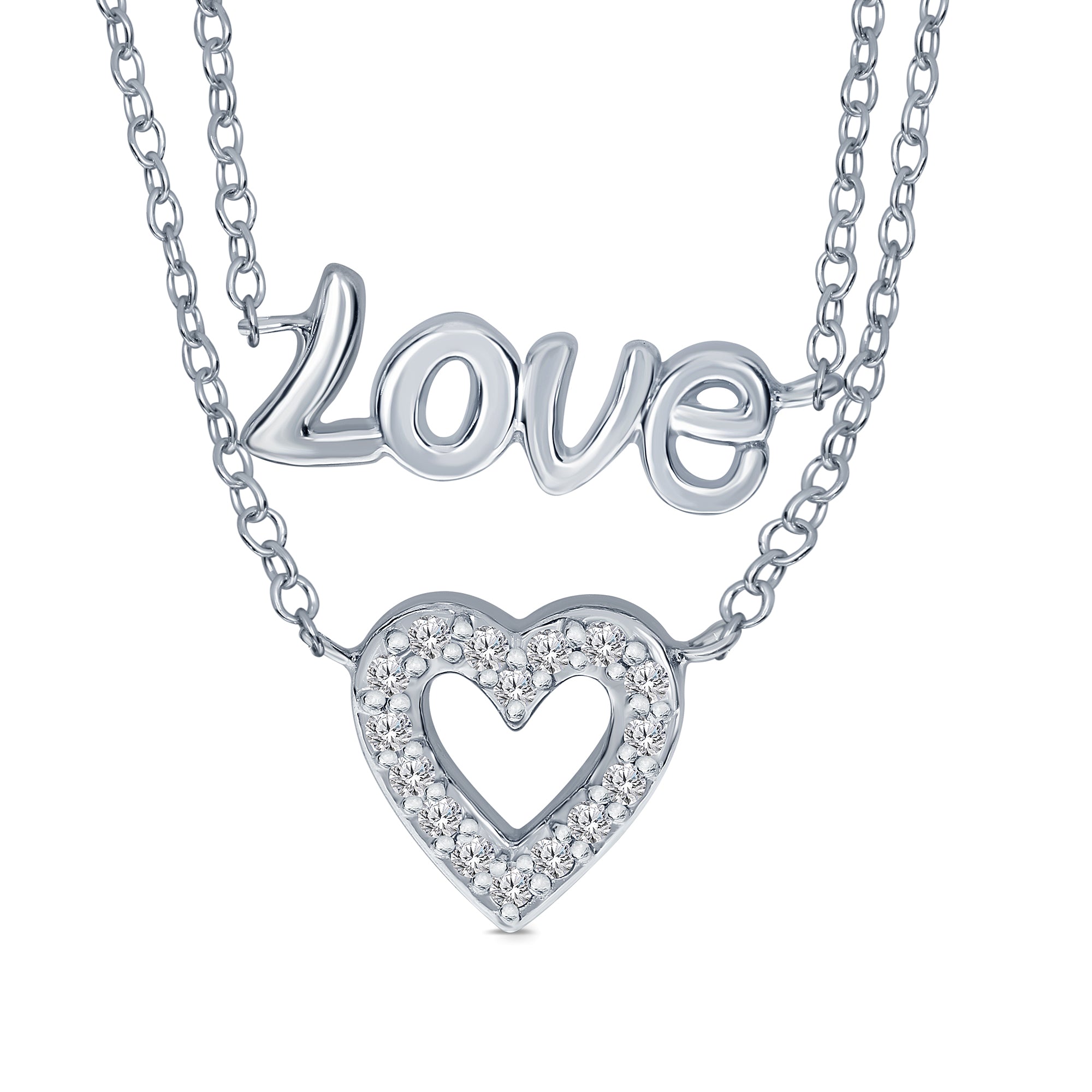 1/10 CTW Diamond Accent LOVE & HEART Necklace – YDAMYSSIMO