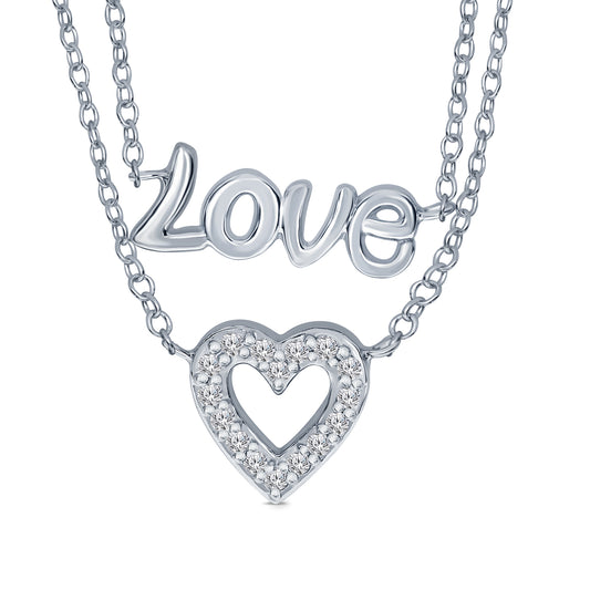 1/10 CTW Diamond Accent LOVE & HEART Necklace