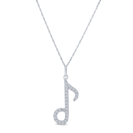 Sterling Silver 1/6 CTW Diamond Accent Musical Note Necklace